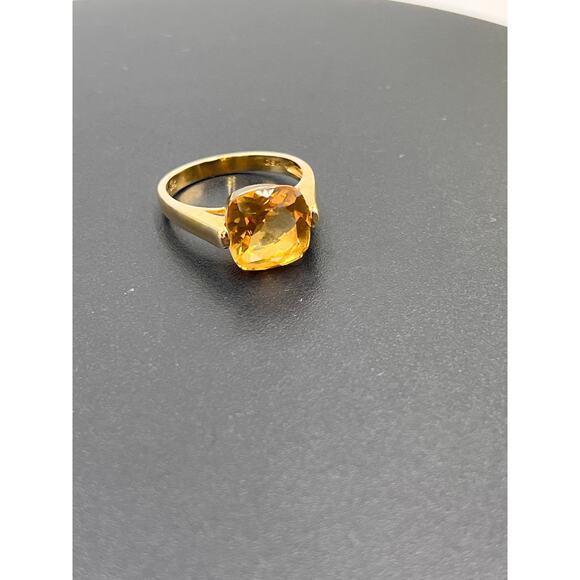 GSK Cushion Cut Citrine Sterling Silver Vermeil Cocktail Ring Sz 7.5 - Picture 10 of 12